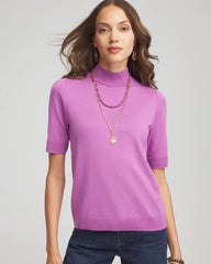 Chico's Women | Ella Elbow Sleeve Mockneck Sweater GOOSEBERRY