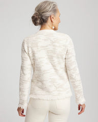 Chico's Women | Fringe Textured V-Neck Cardigan ENGLISH CREAM