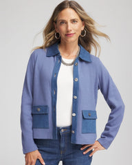 Chico's Women | Denim Colorblock Marl Shirt Jacket BLUE LOTUS