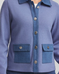 Chico's Women | Denim Colorblock Marl Shirt Jacket BLUE LOTUS