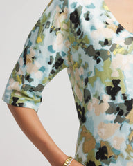 Chico's Women | Printed Dolman V-Neck Pullover Sweater BLUE MENTHE