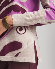 Chico's Women | Intarsia Knit V-Neck Pullover Sweater GOOSEBERRY