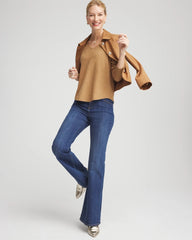 Chico's Women | Ella V-Neck Embellished Pullover Sweater FAUX CAMEL HEATHER