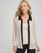 Chico's Women | Pointelle Polo Cardigan SMOKEY TAUPE