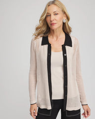 Chico's Women | Pointelle Polo Cardigan SMOKEY TAUPE