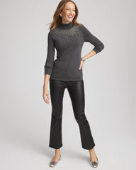 Chico's Women | Ella Rhinestone Mockneck Sweater GRAPHITE GRAY