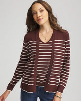 Chico's Women | Ella Striped Long-Sleeve Cardigan CACAO
