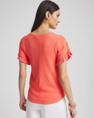 Chico's Women | Cutout Short-Sleeved Pullover Sweater MELON MAMBO