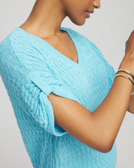 Chico's Women | Sequin V-Neck Pullover Sweater PARADISO BLUE