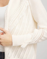 Chico's Women | Cable Knit Fringed Sweater ENGLISH CREAM
