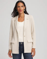 Chico's Women | Metallic Rhinestone Sweater Blazer ENGLISH CREAM