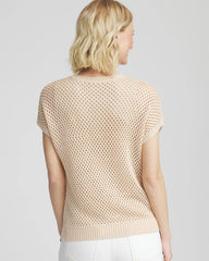 Chico's Women | Embroidered Pointelle Pull-Over GLISTENING SAND
