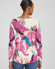 Chico's Women | Ella Boatneck Watercolor Pullover Sweater MULTI