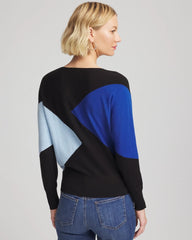 Chico's Women | Ella Dolman Intarsia Pullover Sweater BLACK
