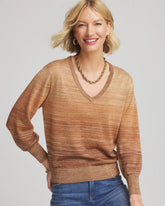 Chico's Women | Ombre Metallic Pullover Sweater CARAMEL APPLE