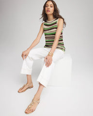 Chico's Women | Contemporary Striped Sweater Tank SALTED LIME