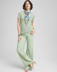 Chico's Women | Pointelle Crewneck Sweater Tee MOROCCAN MINT