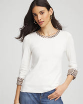 Chico's Women | Pima Jewel Neck Contrast Tee ECRU