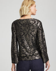 Chico's Women | Art Deco Burnout Jacquard Top BLACK