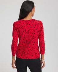 Chico's Women | Lover Girl Button Heart Tee LOVE LETTER RED