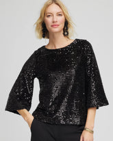 Chico's Women | Sparkling Sequin Party Tee BLACK