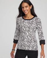 Chico's Women | Pima Jewel Neck Contrast Tee BLACK