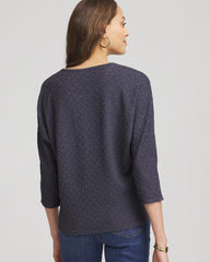 Chico's Women | Textured Denim-Motif Tapered-Hem Top DENIM