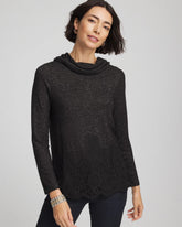 Chico's Women | Lace Hem Cowlneck Top BLACK