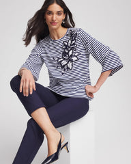 Chico's Women | Floral Embroidered Tee PASSPORT BLUE