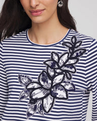 Chico's Women | Floral Embroidered Tee PASSPORT BLUE
