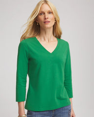 Chico's Women | 3/4 Sleeve Perfect Tee JARDIN GREEN