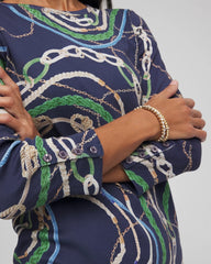 Chico's Women | Status Pima Button Sleeve Tee HIDDEN SAPPHIRE