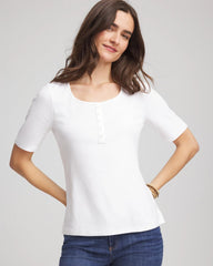 Chico's Women | Pima Cotton Henley Tee ALABASTER