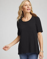 Chico's Women | Slub Paneled Elbow Tee BLACK