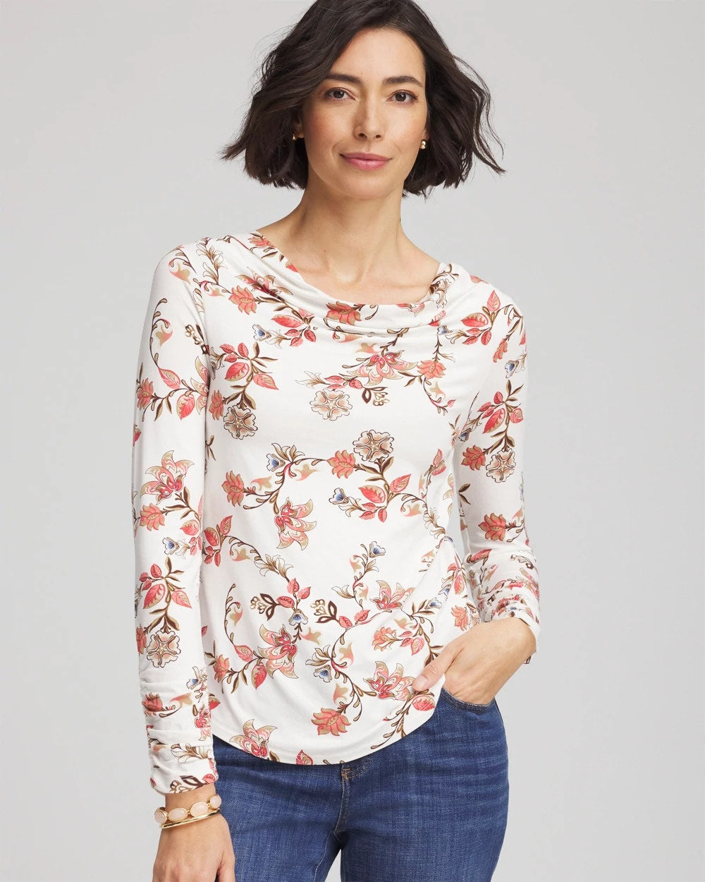 Touch of Cool™ Long-Sleeved Cowlneck Tee