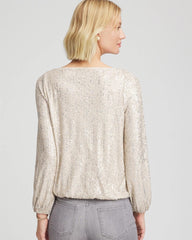 Chico's Women | Drizzled Sequins Bubble-Hem Top CHAMPAGNE FIZZ