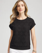 Chico's Women | Crocheted Cotton-Blend Shirt BLACK
