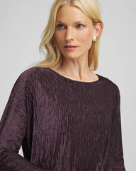Chico's Women | Crinkle Velvet Banded-Bottom Top NIGHT BLOOM