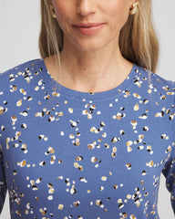Chico's Women | Printed Elbow Sleeve Tee BLUE LOTUS
