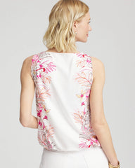 Chico's Women | Tropical Floral Bubble Hem Tee ALABASTER