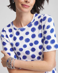 Chico's Women | Polka-Dot Pima Cotton Crewneck Tee ALABASTER