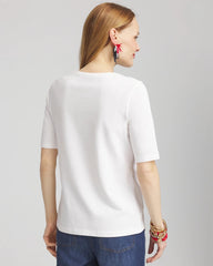 Chico's Women | Flag Embellished Knit Tee ALABASTER