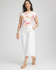 Chico's Women | Touch of Cool™ Tropical Floral Dolman Tee ALABASTER