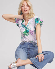 Chico's Women | Notch Neck Cap Sleeve Tee GENTLE LAVENDER