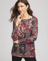 Chico's Women | Printed Pima Cotton Bateau-Neck Tee ROCKY MOUNTAIN