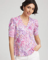 Chico's Women | Animal Print Slub Henley Tee ALABASTER