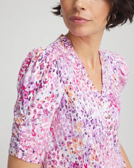 Chico's Women | Animal Print Slub Henley Tee ALABASTER