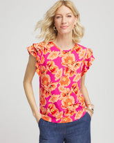 Chico's Women | Touch of Cool™ Tropical Flutter Sleeve Tee CRUSHED BERRIES