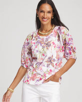 Chico's Women | Floral Dolman Sleeve Knit Top ALABASTER