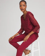Chico's Women | Embroidered Mesh Tunic Top RUSSET RED